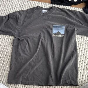 Jackson Hole Men's Short-Sleeve Tee — Charcoal with Blue Logo